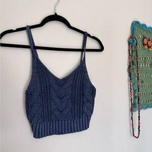 American Eagle Outfitters Navy Cable Knit Crop Top